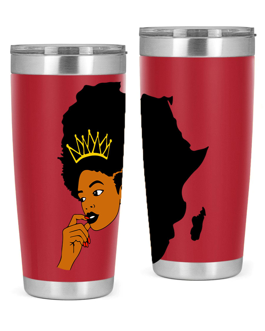 Black women - queen 24oz tumbler made of stainless steel with a stylish design, perfect for hot and cold beverages.