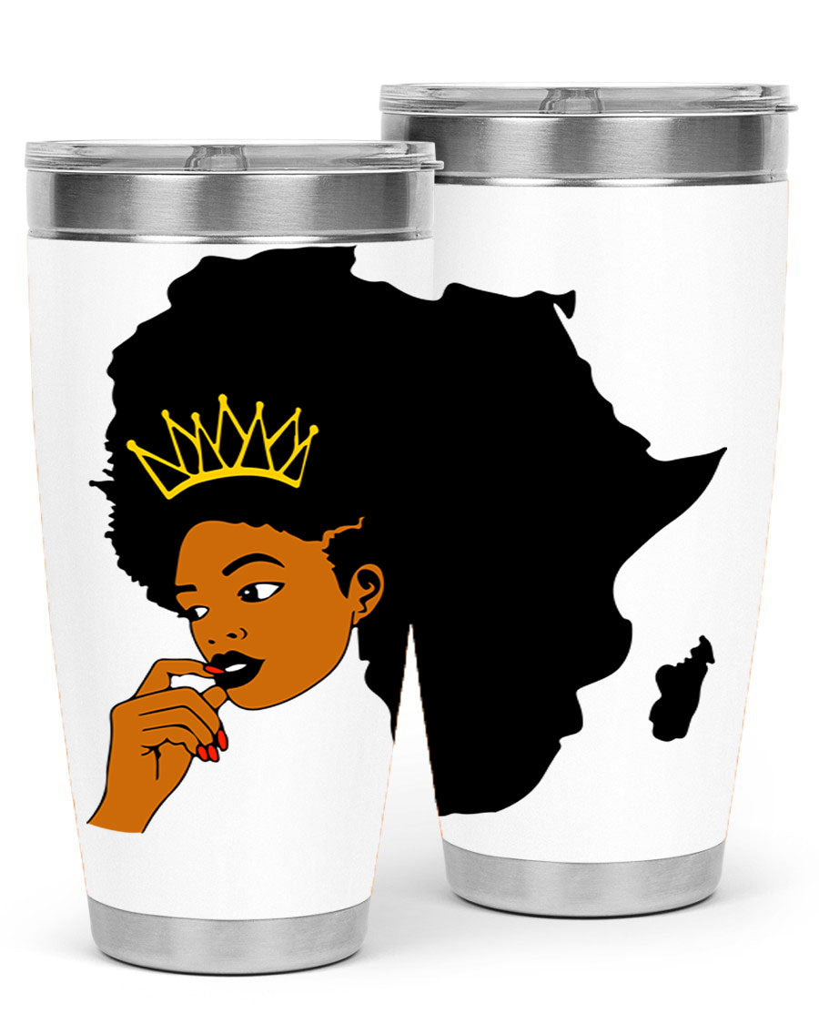 Black women - queen 24oz tumbler made of stainless steel with a stylish design, perfect for hot and cold beverages.