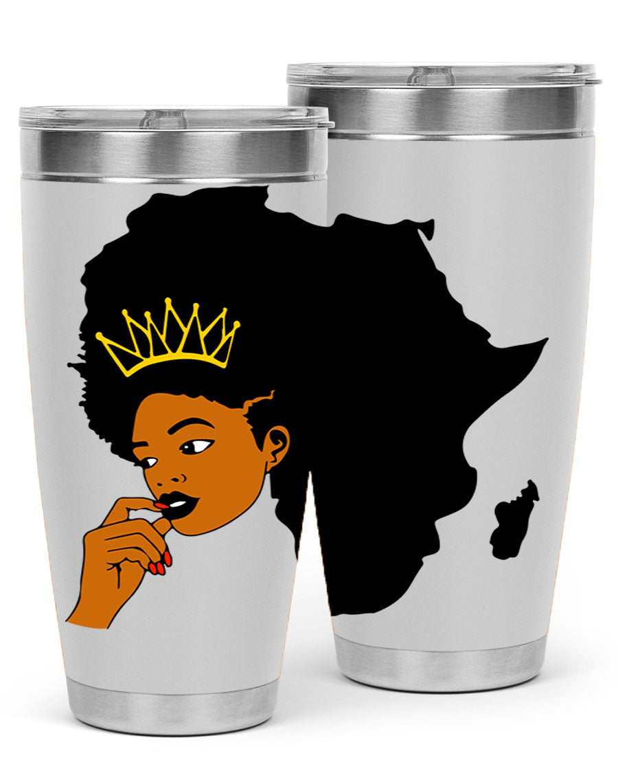 Black women - queen 24oz tumbler made of stainless steel with a stylish design, perfect for hot and cold beverages.