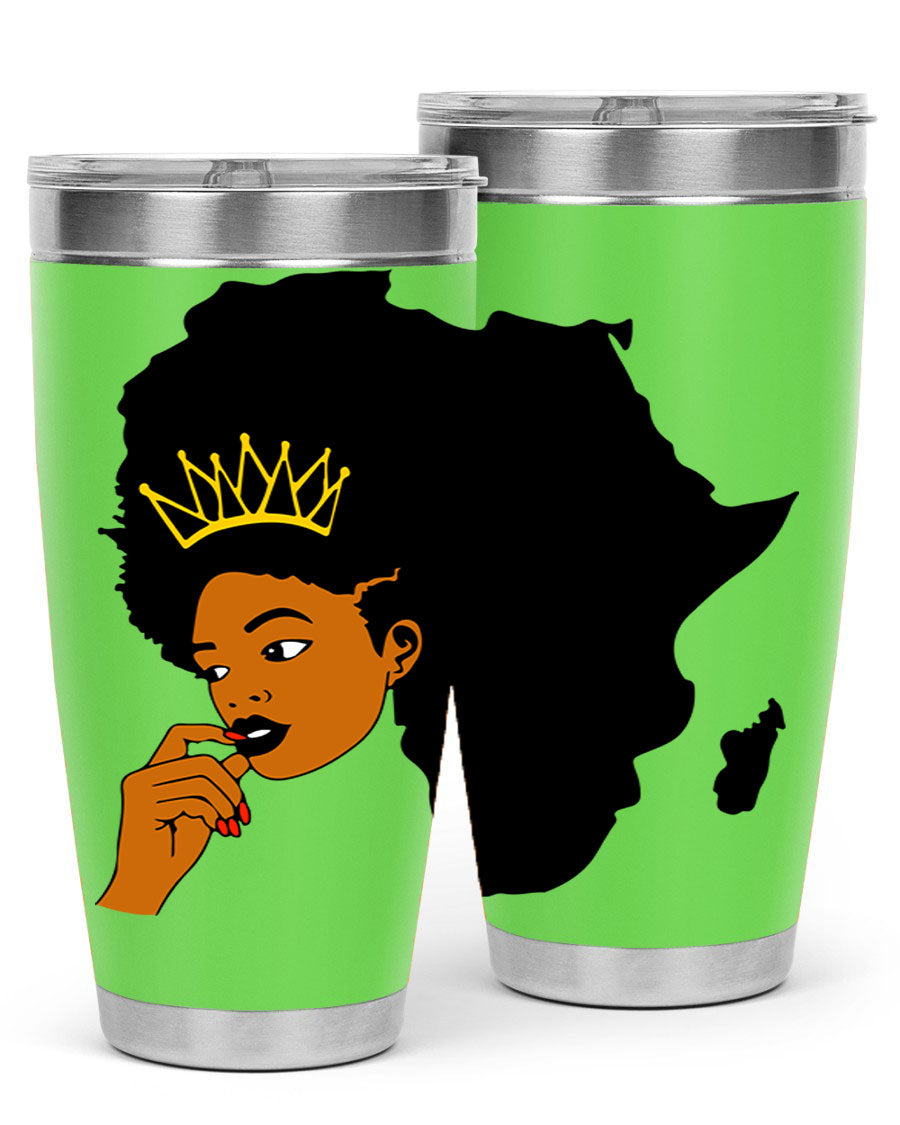 Black women - queen 24oz tumbler made of stainless steel with a stylish design, perfect for hot and cold beverages.