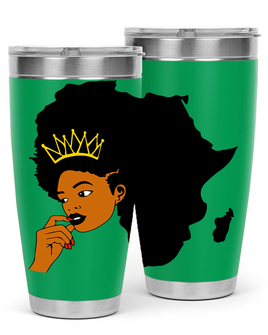 Black women - queen 24oz tumbler made of stainless steel with a stylish design, perfect for hot and cold beverages.