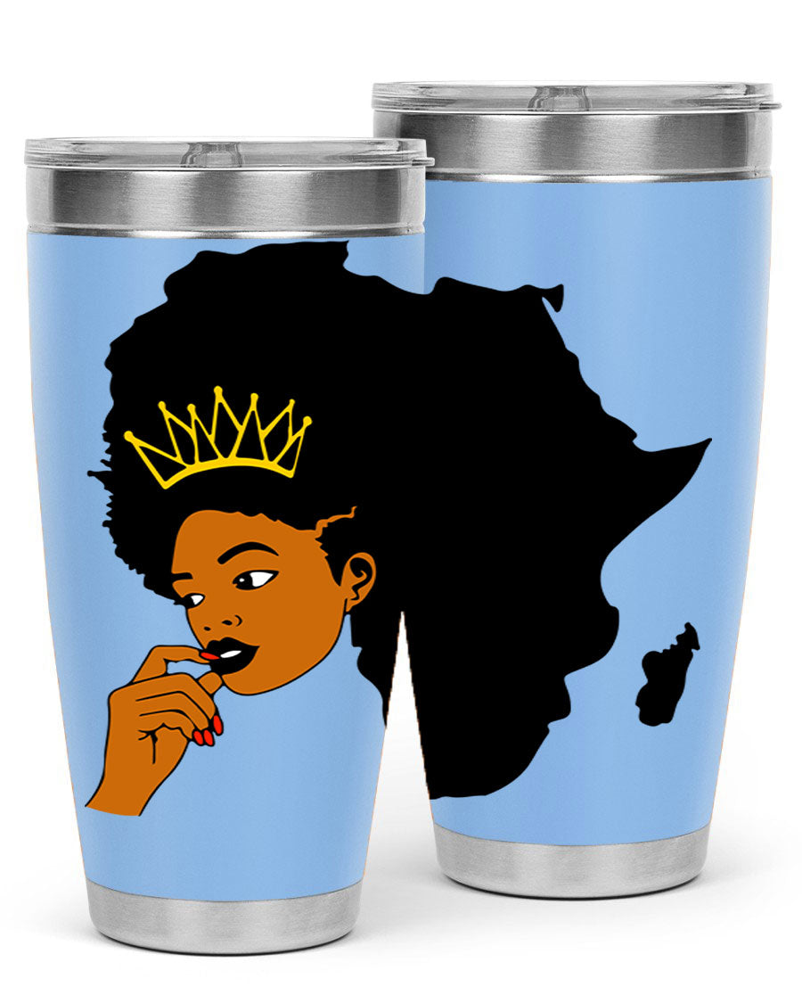 Black women - queen 24oz tumbler made of stainless steel with a stylish design, perfect for hot and cold beverages.