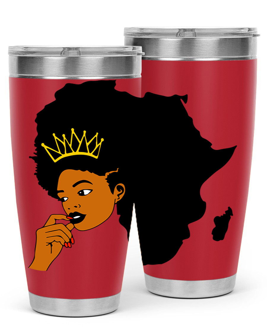 Black women - queen 24oz tumbler made of stainless steel with a stylish design, perfect for hot and cold beverages.