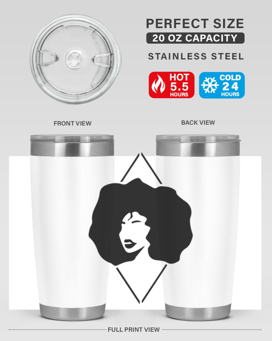 Black Women - Queen 25oz Tumbler featuring double wall vacuum stainless steel design with vibrant print celebrating black women.