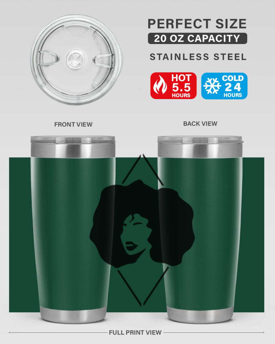 Black Women - Queen 25oz Tumbler featuring double wall vacuum stainless steel design with vibrant print celebrating black women.