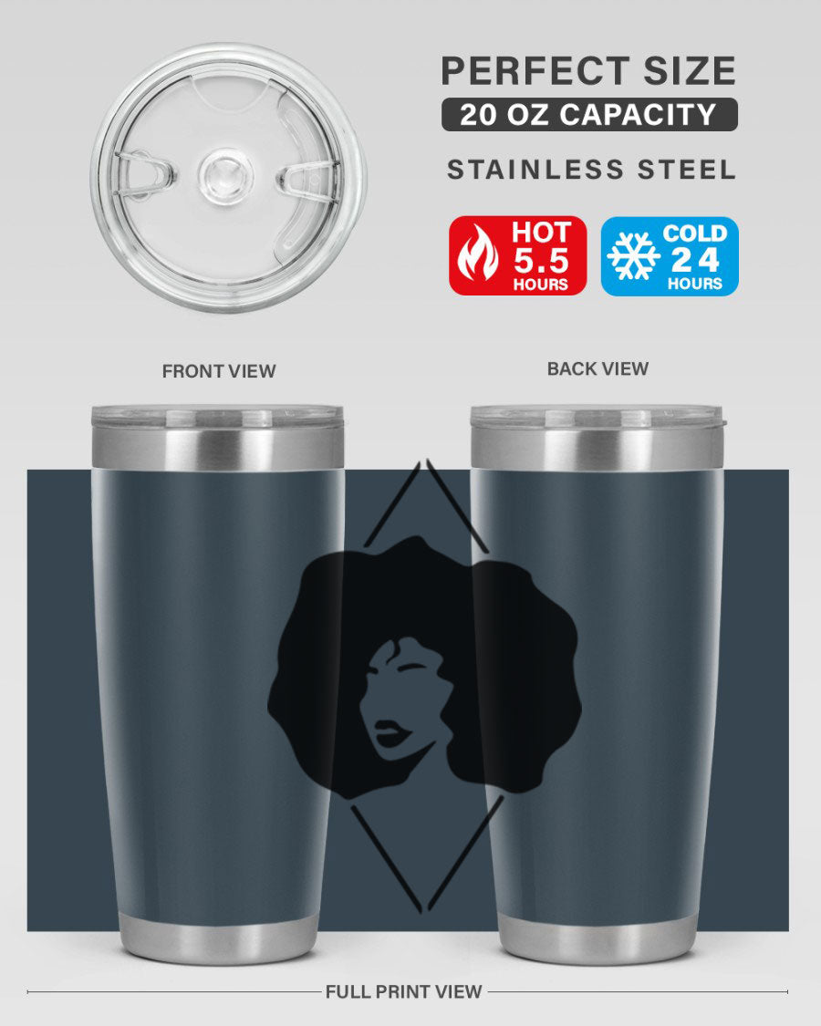 Black Women - Queen 25oz Tumbler featuring double wall vacuum stainless steel design with vibrant print celebrating black women.