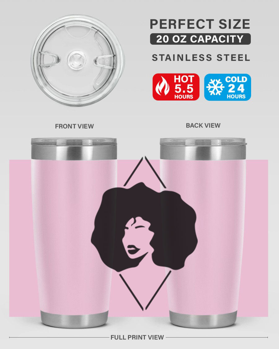 Black Women - Queen 25oz Tumbler featuring double wall vacuum stainless steel design with vibrant print celebrating black women.