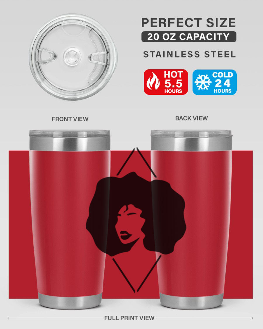 Black Women - Queen 25oz Tumbler featuring double wall vacuum stainless steel design with vibrant print celebrating black women.