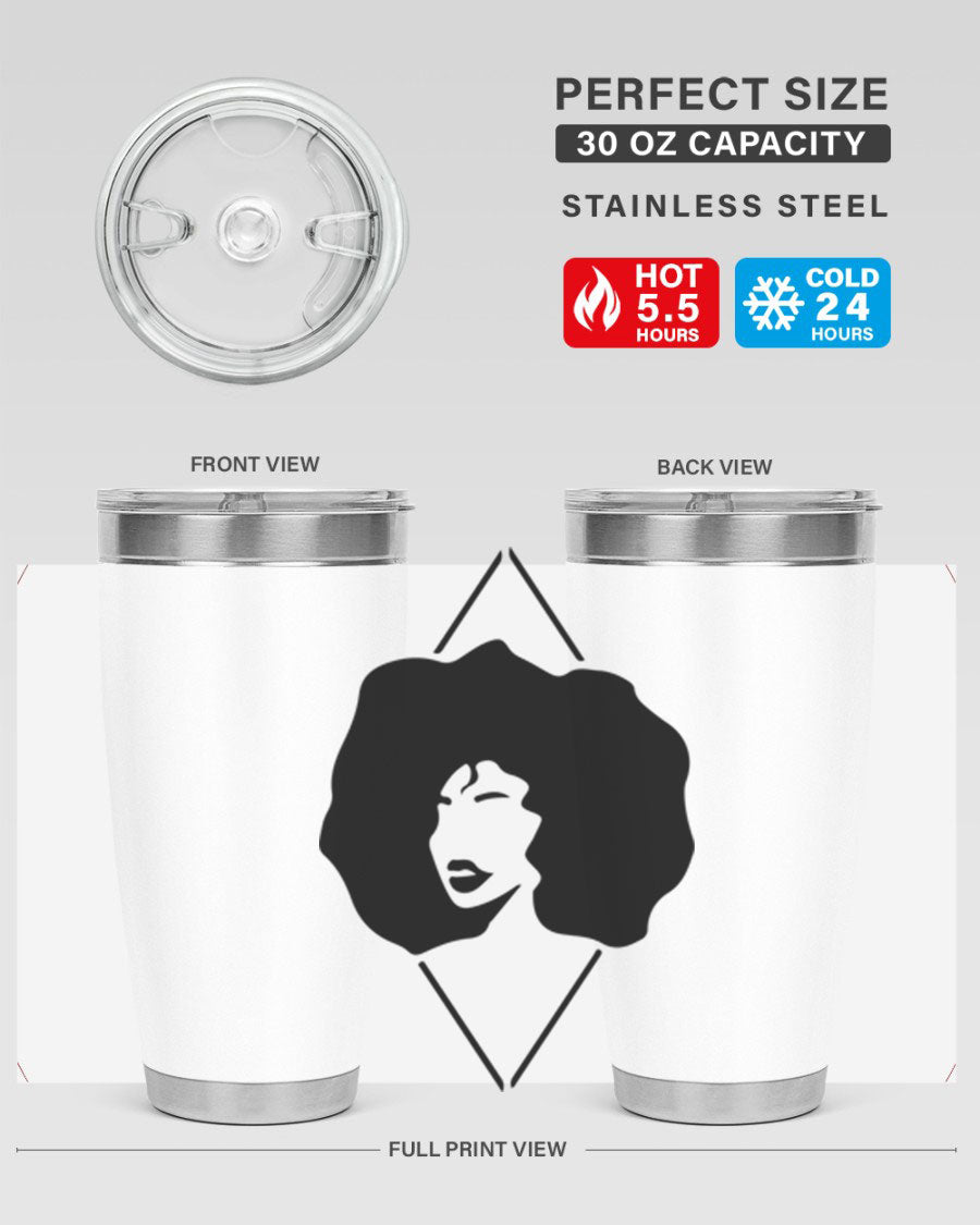 Black Women - Queen 25oz Tumbler featuring double wall vacuum stainless steel design with vibrant print celebrating black women.