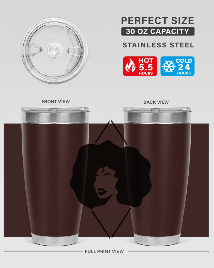 Black Women - Queen 25oz Tumbler featuring double wall vacuum stainless steel design with vibrant print celebrating black women.