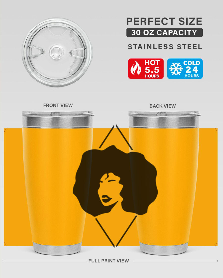 Black Women - Queen 25oz Tumbler featuring double wall vacuum stainless steel design with vibrant print celebrating black women.