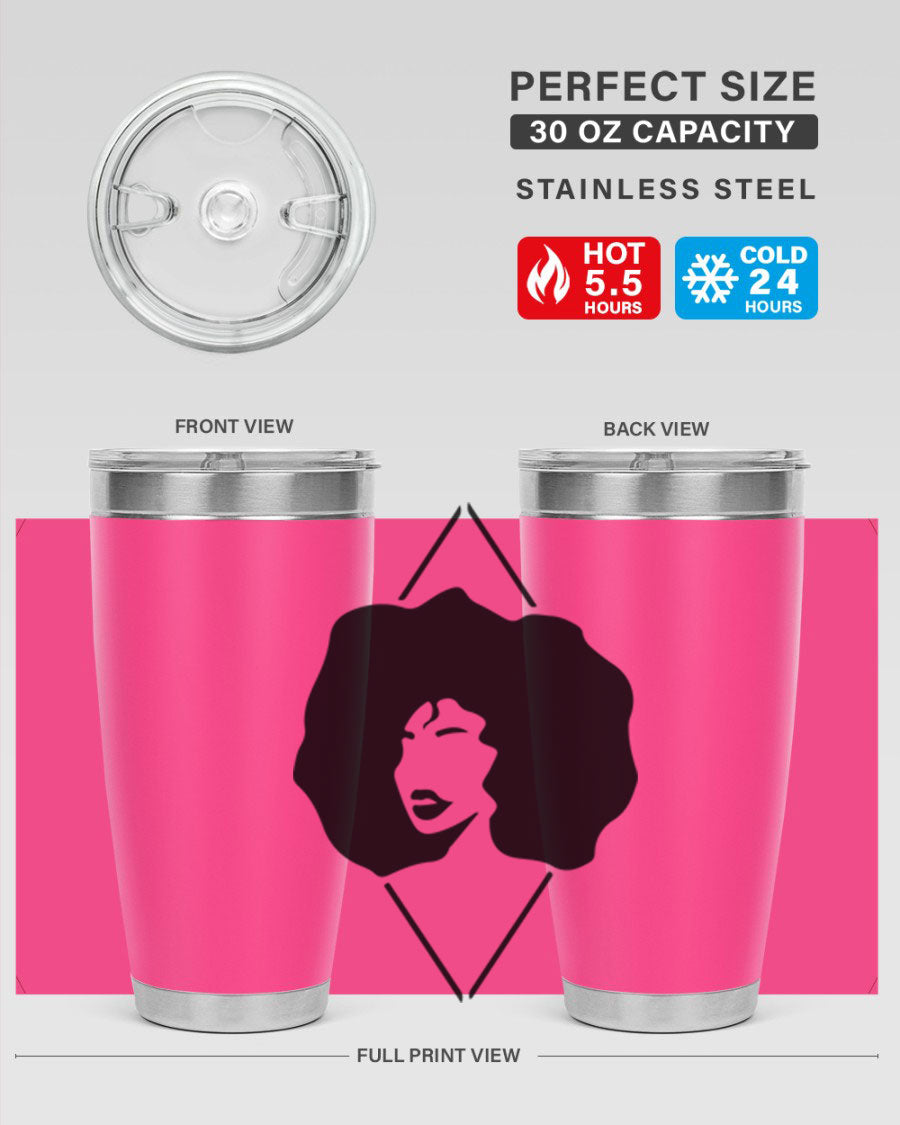 Black Women - Queen 25oz Tumbler featuring double wall vacuum stainless steel design with vibrant print celebrating black women.