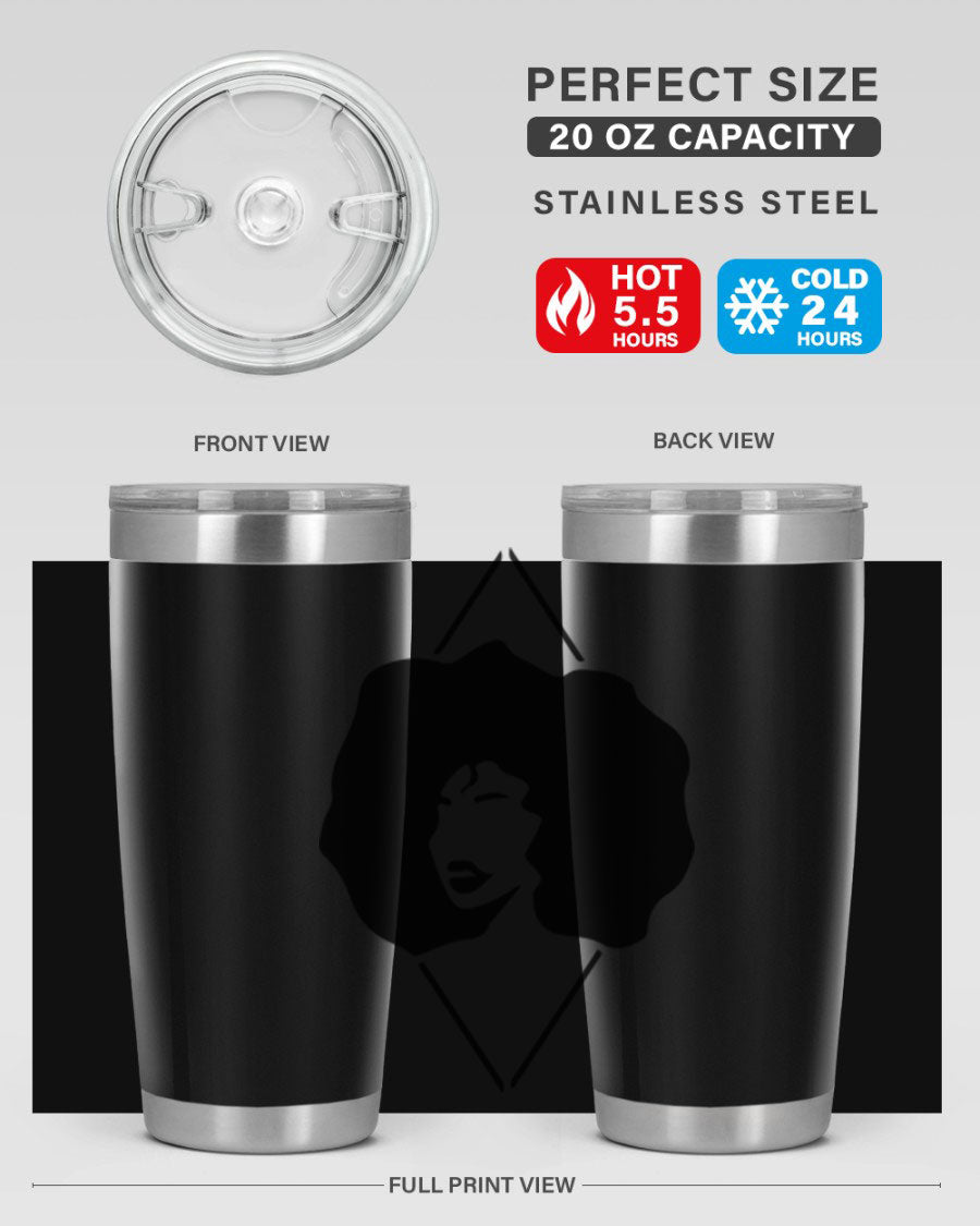 Black Women - Queen 25oz Tumbler featuring double wall vacuum stainless steel design with vibrant print celebrating black women.