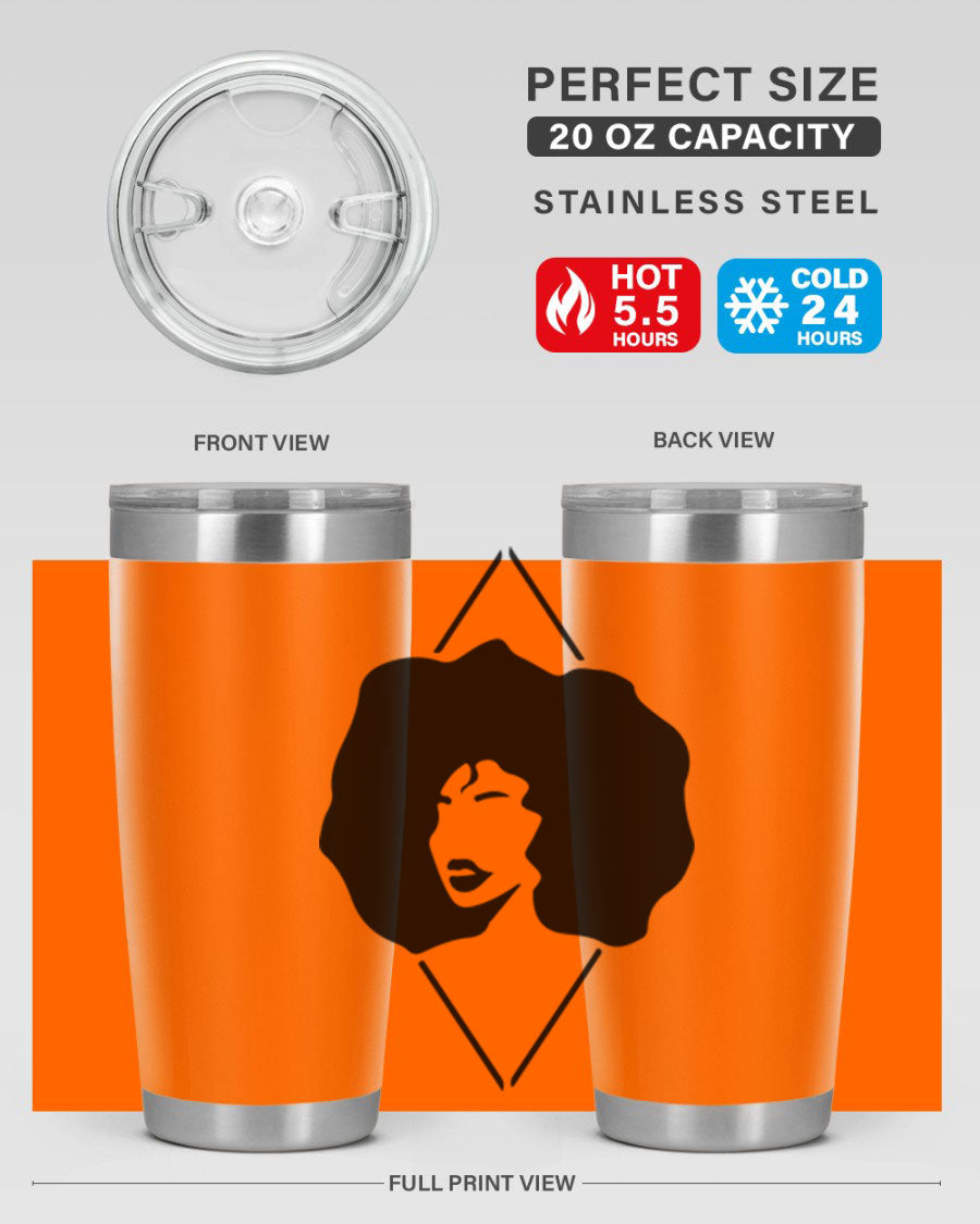 Black Women - Queen 25oz Tumbler featuring double wall vacuum stainless steel design with vibrant print celebrating black women.