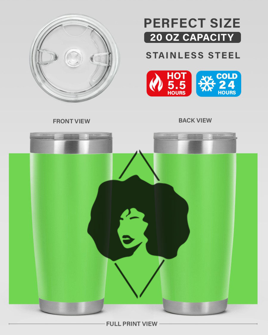 Black Women - Queen 25oz Tumbler featuring double wall vacuum stainless steel design with vibrant print celebrating black women.