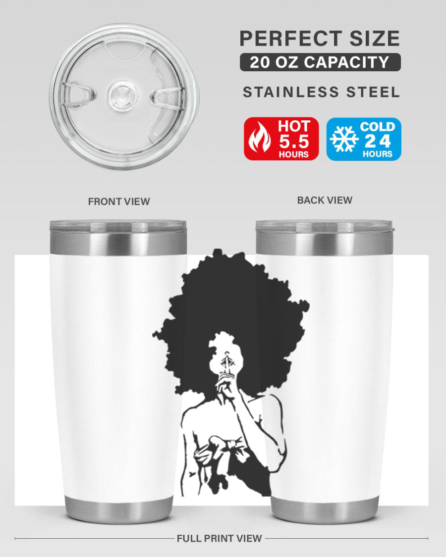 Black Women - Queen 28# Tumbler, double wall vacuum stainless steel with a stylish design celebrating black women.