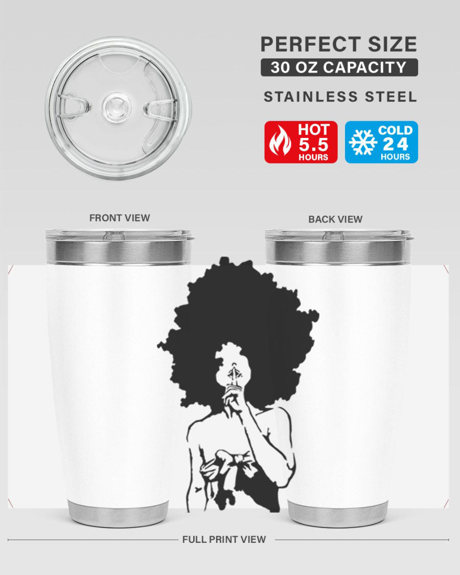 Black Women - Queen 28# Tumbler, double wall vacuum stainless steel with a stylish design celebrating black women.