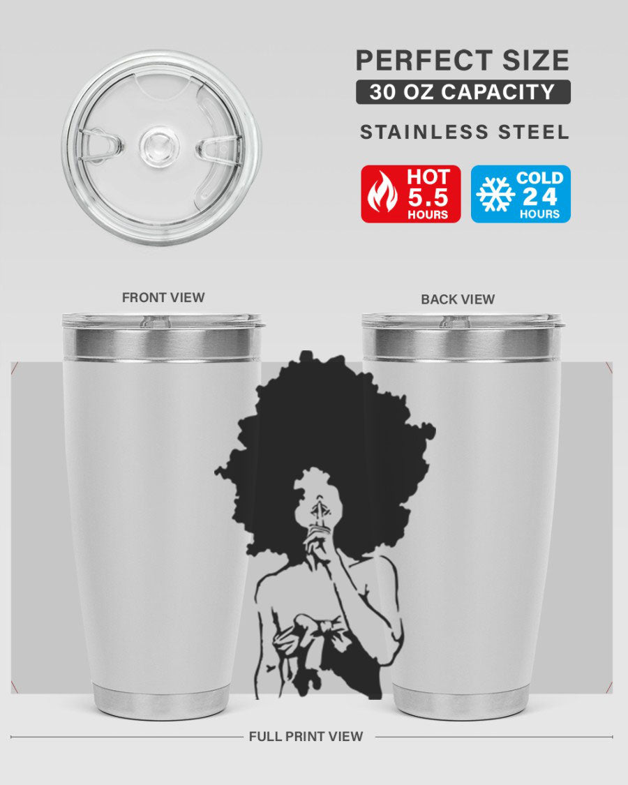 Black Women - Queen 28# Tumbler, double wall vacuum stainless steel with a stylish design celebrating black women.