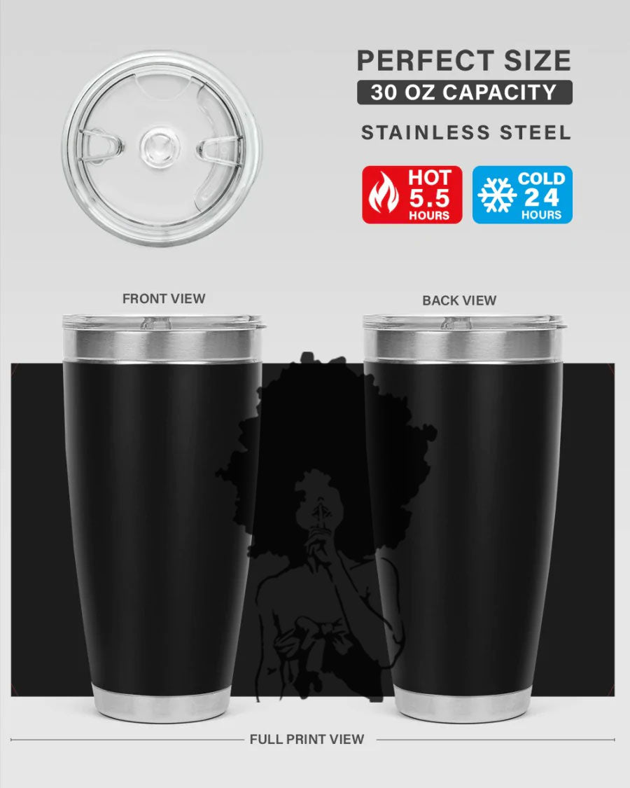 Black Women - Queen 28# Tumbler, double wall vacuum stainless steel with a stylish design celebrating black women.