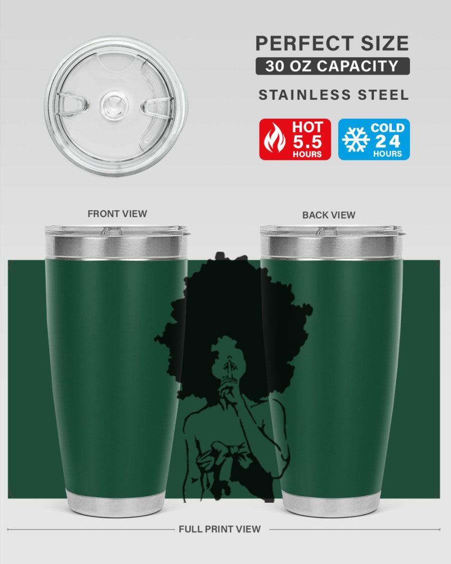 Black Women - Queen 28# Tumbler, double wall vacuum stainless steel with a stylish design celebrating black women.