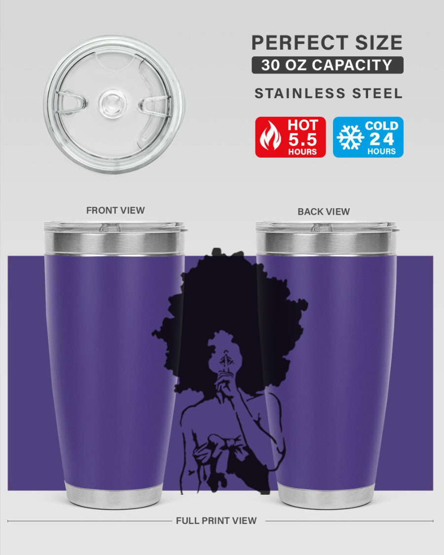 Black Women - Queen 28# Tumbler, double wall vacuum stainless steel with a stylish design celebrating black women.