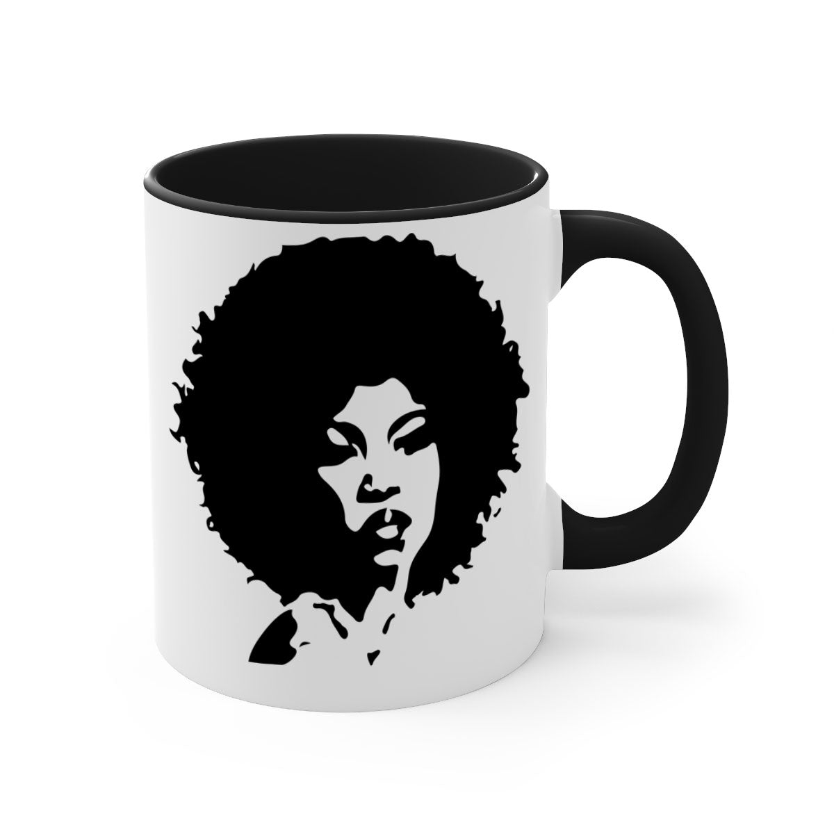 Black Women - Queen 29# Mug featuring a glossy finish, colored handle, and interior, available in five colors.