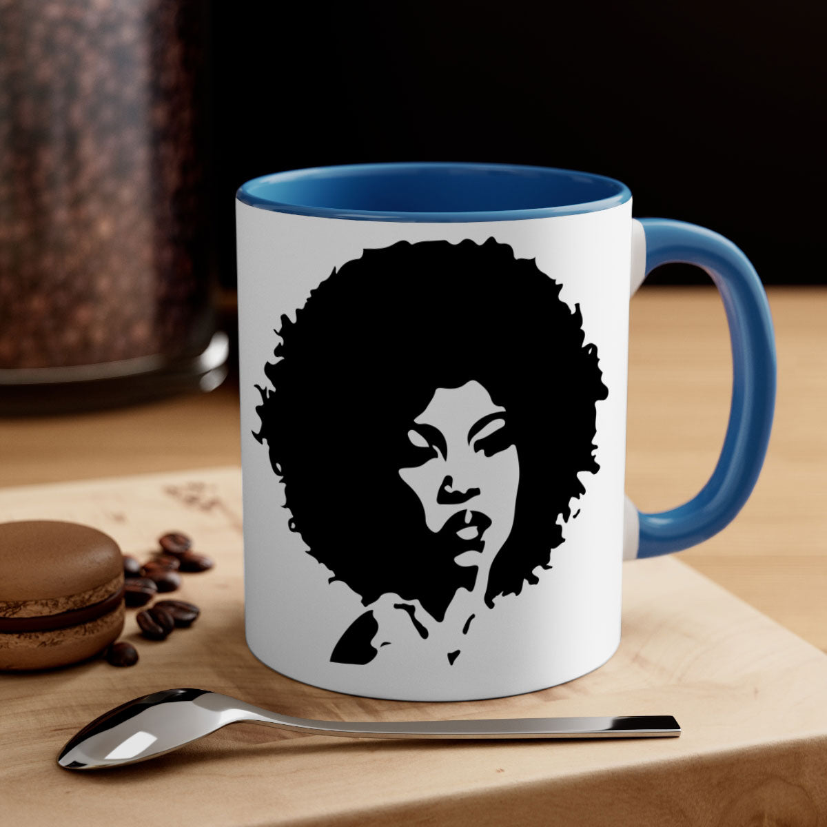 Black Women - Queen 29# Mug featuring a glossy finish, colored handle, and interior, available in five colors.