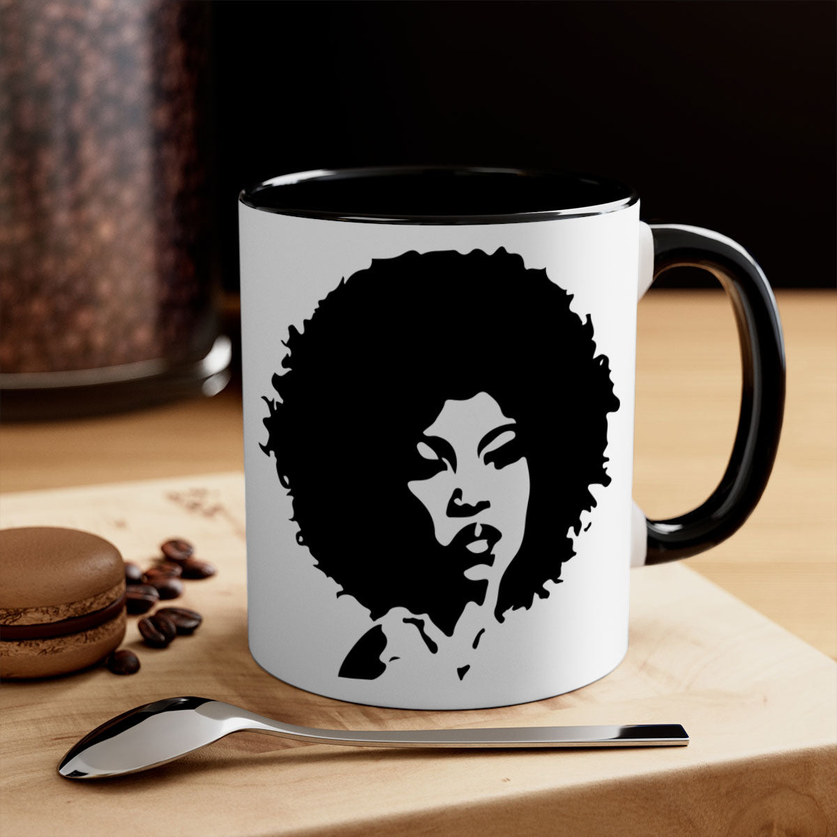 Black Women - Queen 29# Mug featuring a glossy finish, colored handle, and interior, available in five colors.