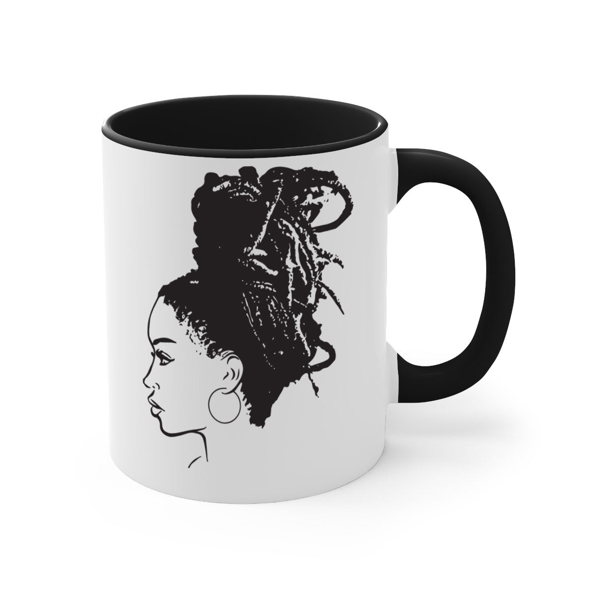 Black Women - Queen Mug featuring a two-tone design with a colored handle and glossy finish, available in multiple colors.