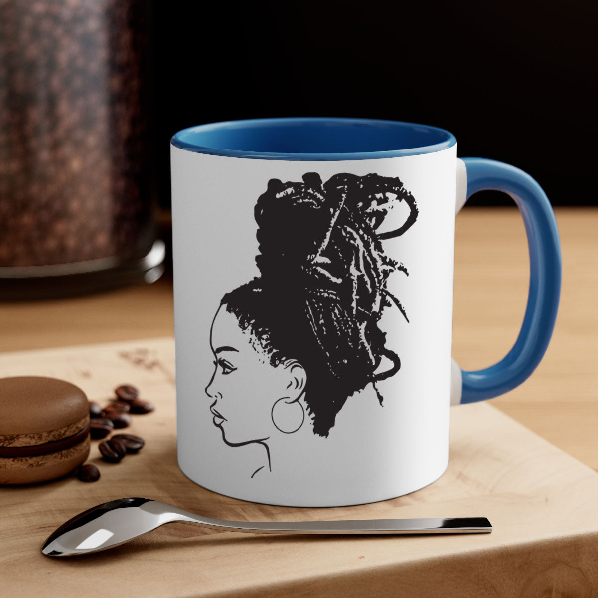 Black Women - Queen Mug featuring a two-tone design with a colored handle and glossy finish, available in multiple colors.