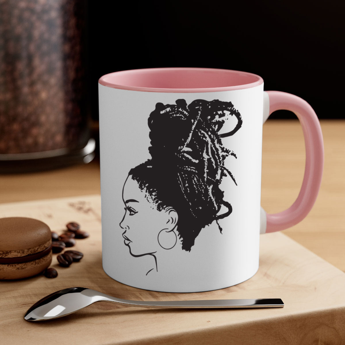 Black Women - Queen Mug featuring a two-tone design with a colored handle and glossy finish, available in multiple colors.