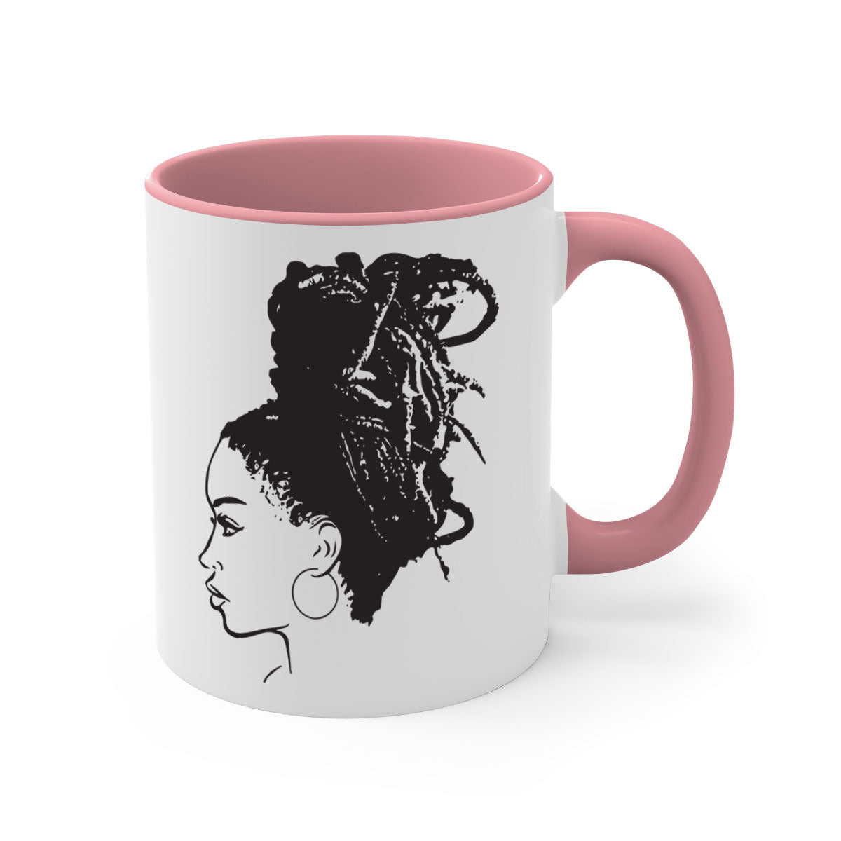 Black Women - Queen Mug featuring a two-tone design with a colored handle and glossy finish, available in multiple colors.