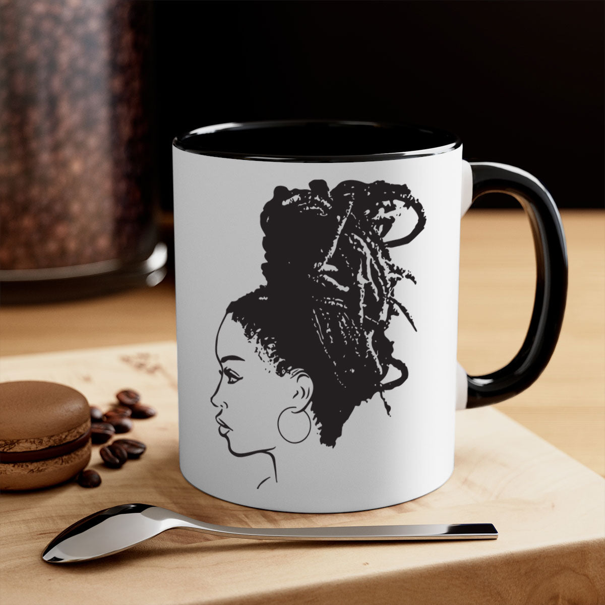 Black Women - Queen Mug featuring a two-tone design with a colored handle and glossy finish, available in multiple colors.