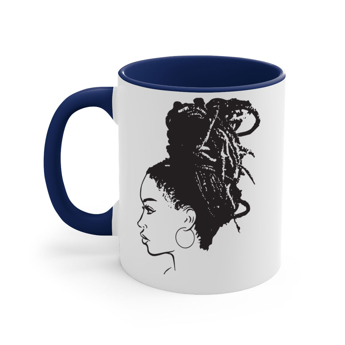 Black Women - Queen Mug featuring a two-tone design with a colored handle and glossy finish, available in multiple colors.