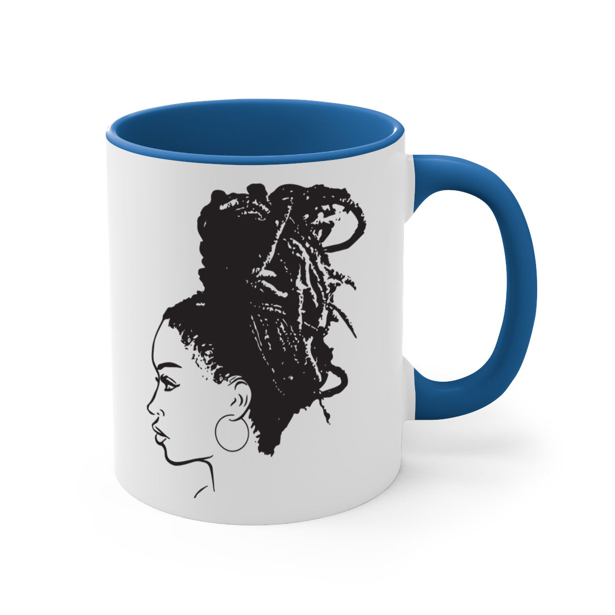 Black Women - Queen Mug featuring a two-tone design with a colored handle and glossy finish, available in multiple colors.