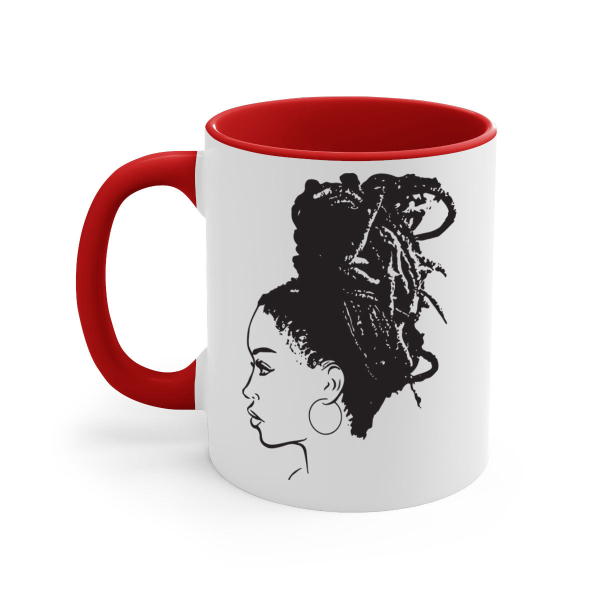 Black Women - Queen Mug featuring a two-tone design with a colored handle and glossy finish, available in multiple colors.