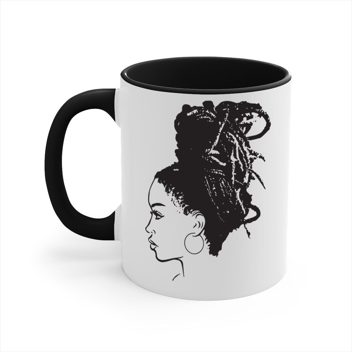 Black Women - Queen Mug featuring a two-tone design with a colored handle and glossy finish, available in multiple colors.