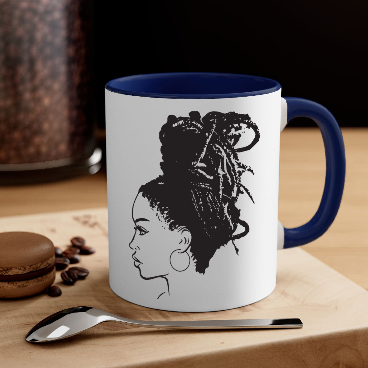 Black Women - Queen Mug featuring a two-tone design with a colored handle and glossy finish, available in multiple colors.