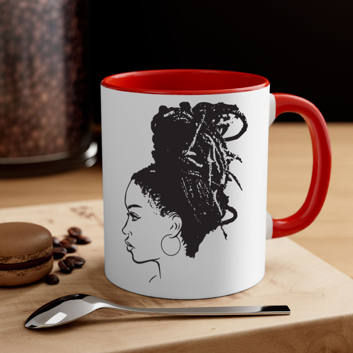 Black Women - Queen Mug featuring a two-tone design with a colored handle and glossy finish, available in multiple colors.