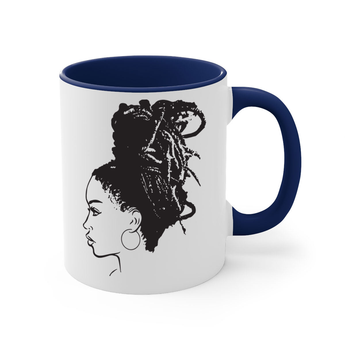 Black Women - Queen Mug featuring a two-tone design with a colored handle and glossy finish, available in multiple colors.