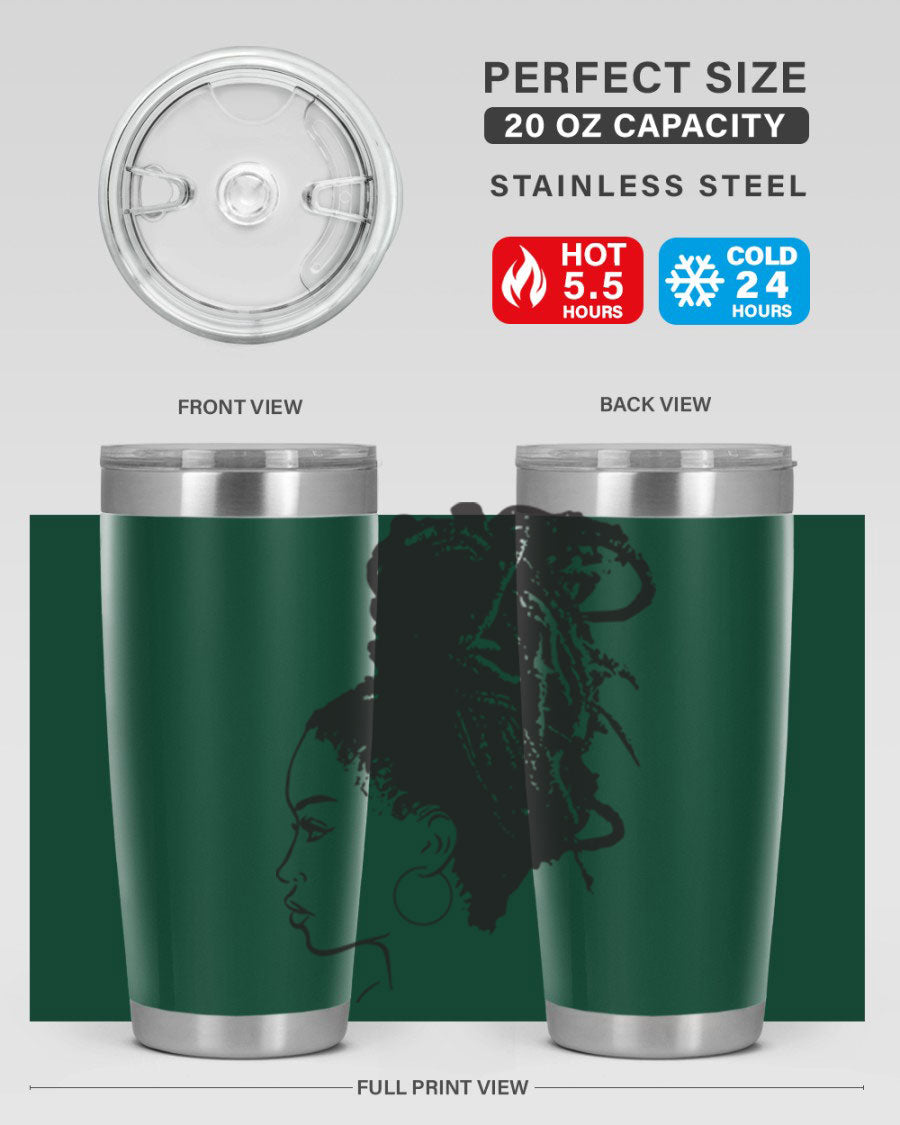 Black Women - Queen 30oz Tumbler featuring a stylish design, double wall vacuum stainless steel construction, and a press-in drink-thru lid.