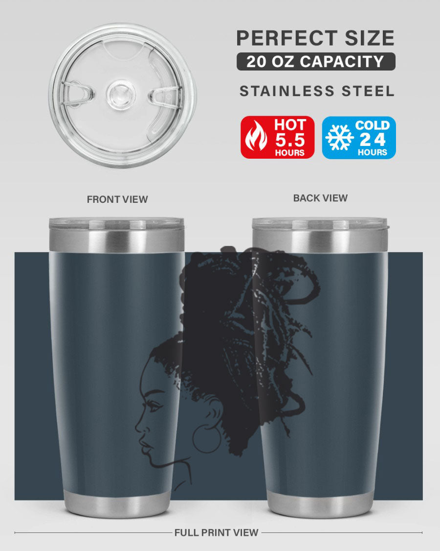 Black Women - Queen 30oz Tumbler featuring a stylish design, double wall vacuum stainless steel construction, and a press-in drink-thru lid.