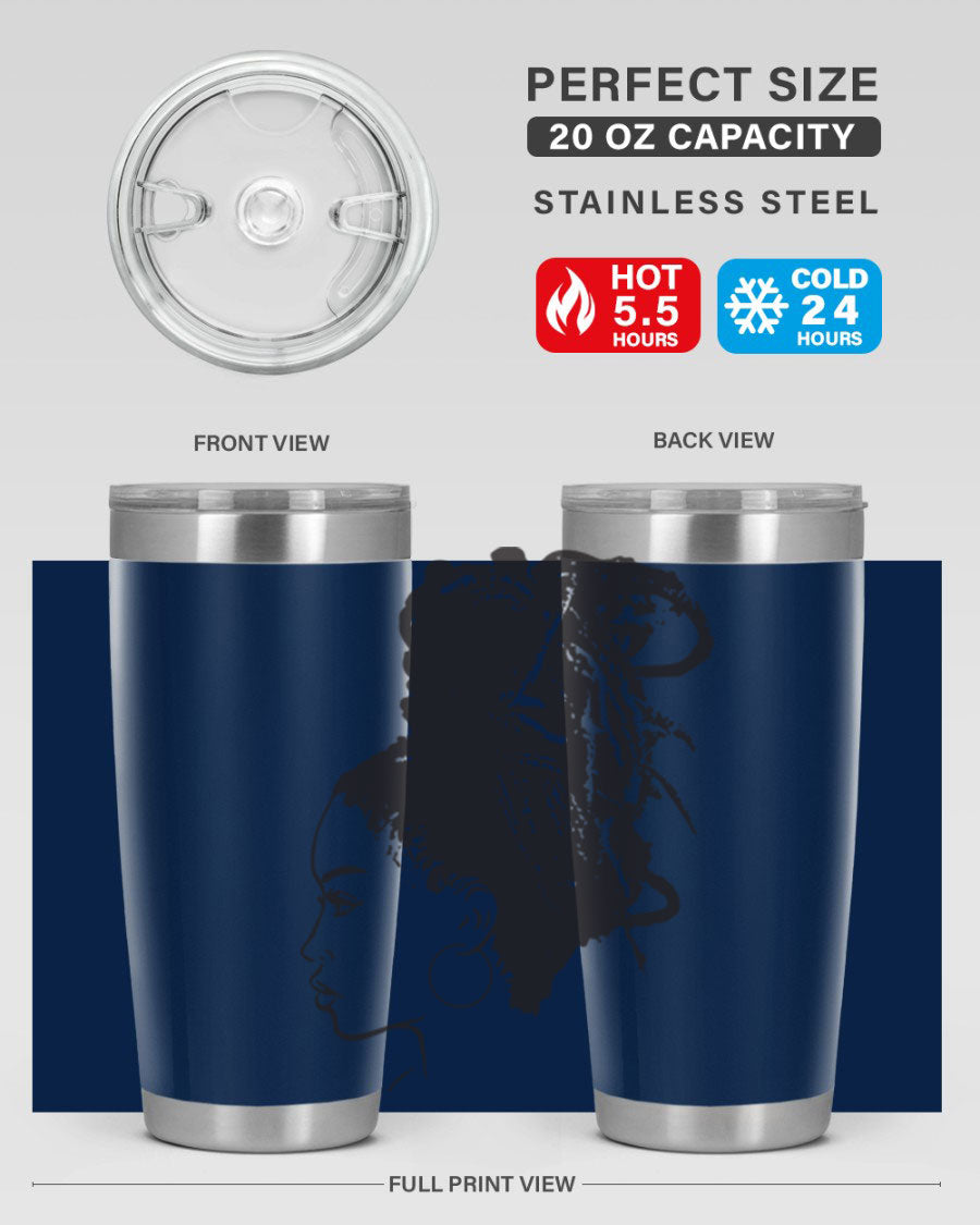 Black Women - Queen 30oz Tumbler featuring a stylish design, double wall vacuum stainless steel construction, and a press-in drink-thru lid.