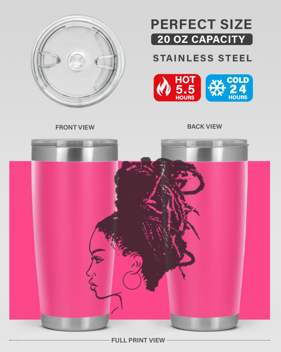 Black Women - Queen 30oz Tumbler featuring a stylish design, double wall vacuum stainless steel construction, and a press-in drink-thru lid.