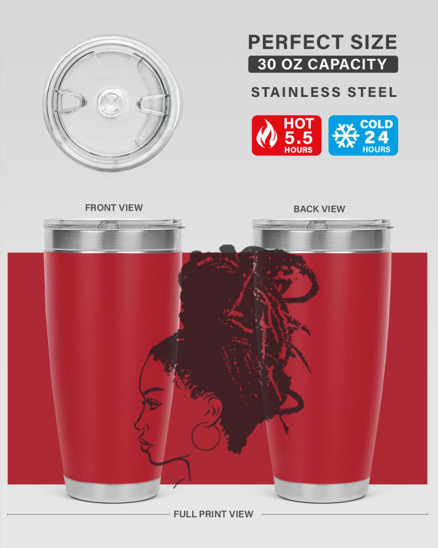 Black Women - Queen 30oz Tumbler featuring a stylish design, double wall vacuum stainless steel construction, and a press-in drink-thru lid.