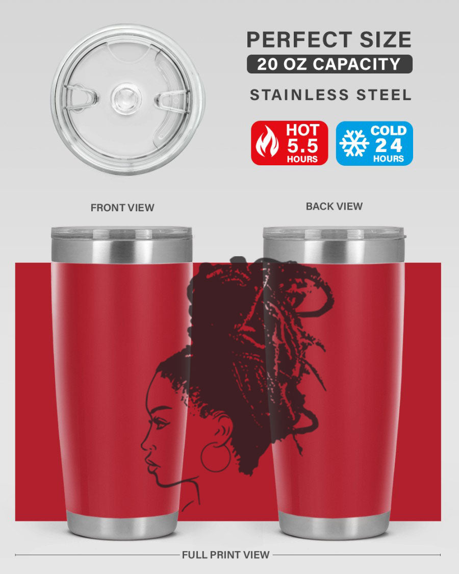 Black Women - Queen 30oz Tumbler featuring a stylish design, double wall vacuum stainless steel construction, and a press-in drink-thru lid.