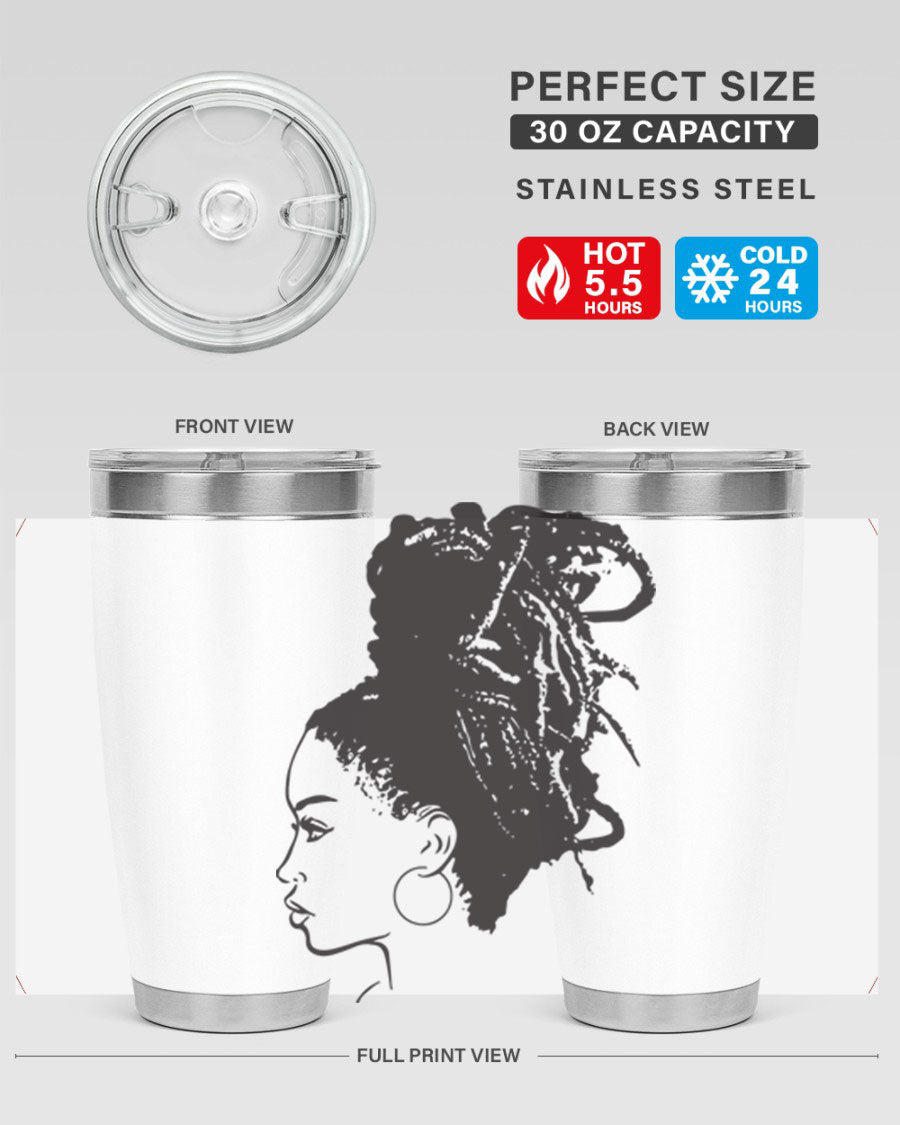 Black Women - Queen 30oz Tumbler featuring a stylish design, double wall vacuum stainless steel construction, and a press-in drink-thru lid.