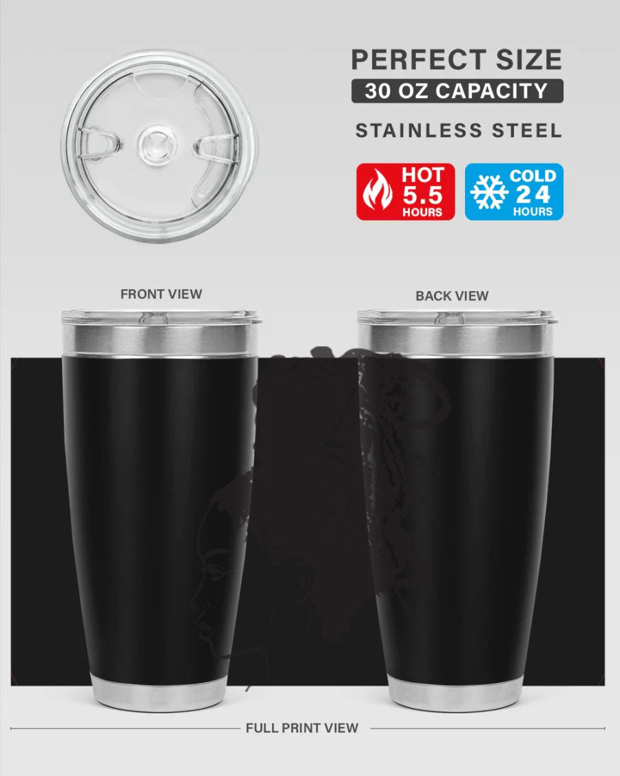 Black Women - Queen 30oz Tumbler featuring a stylish design, double wall vacuum stainless steel construction, and a press-in drink-thru lid.