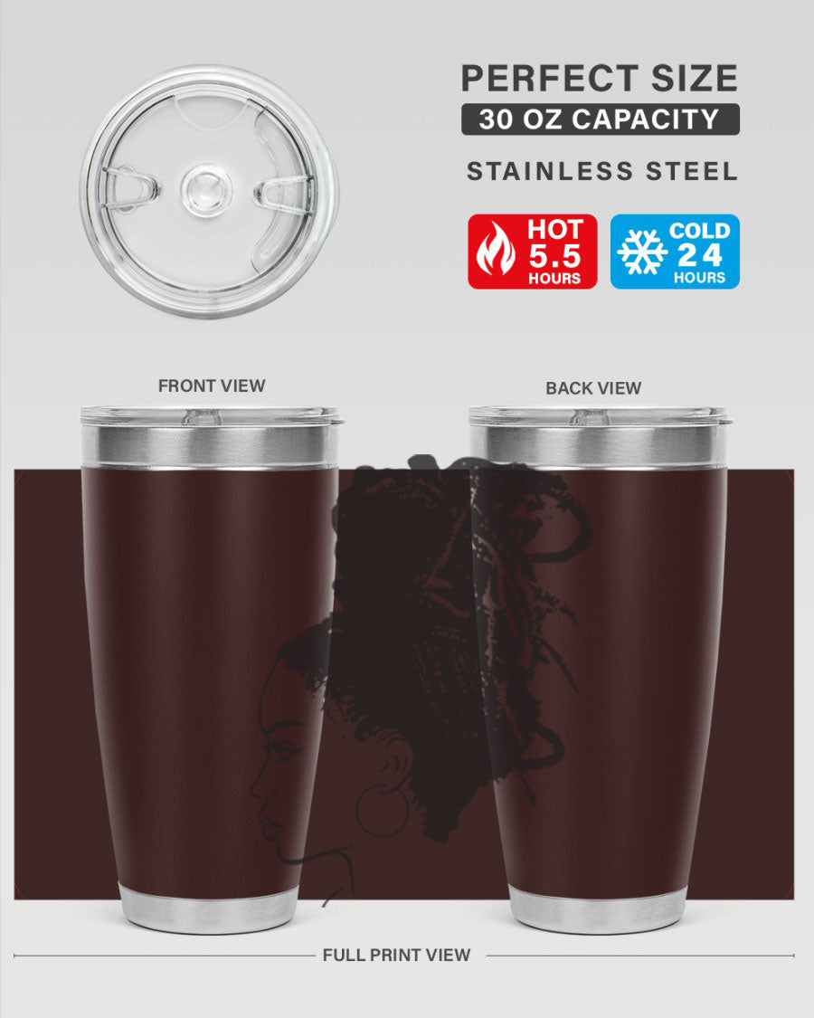 Black Women - Queen 30oz Tumbler featuring a stylish design, double wall vacuum stainless steel construction, and a press-in drink-thru lid.