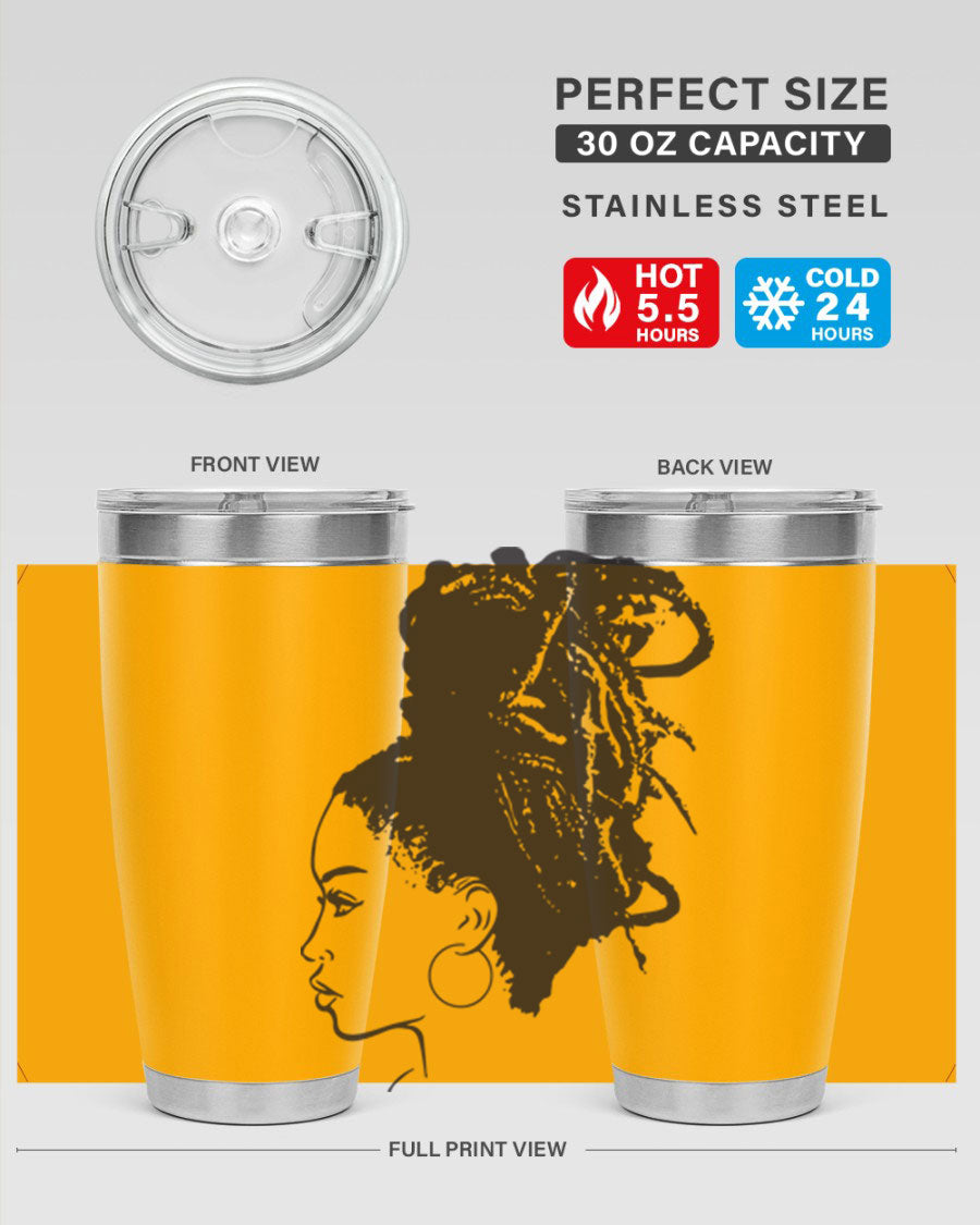 Black Women - Queen 30oz Tumbler featuring a stylish design, double wall vacuum stainless steel construction, and a press-in drink-thru lid.